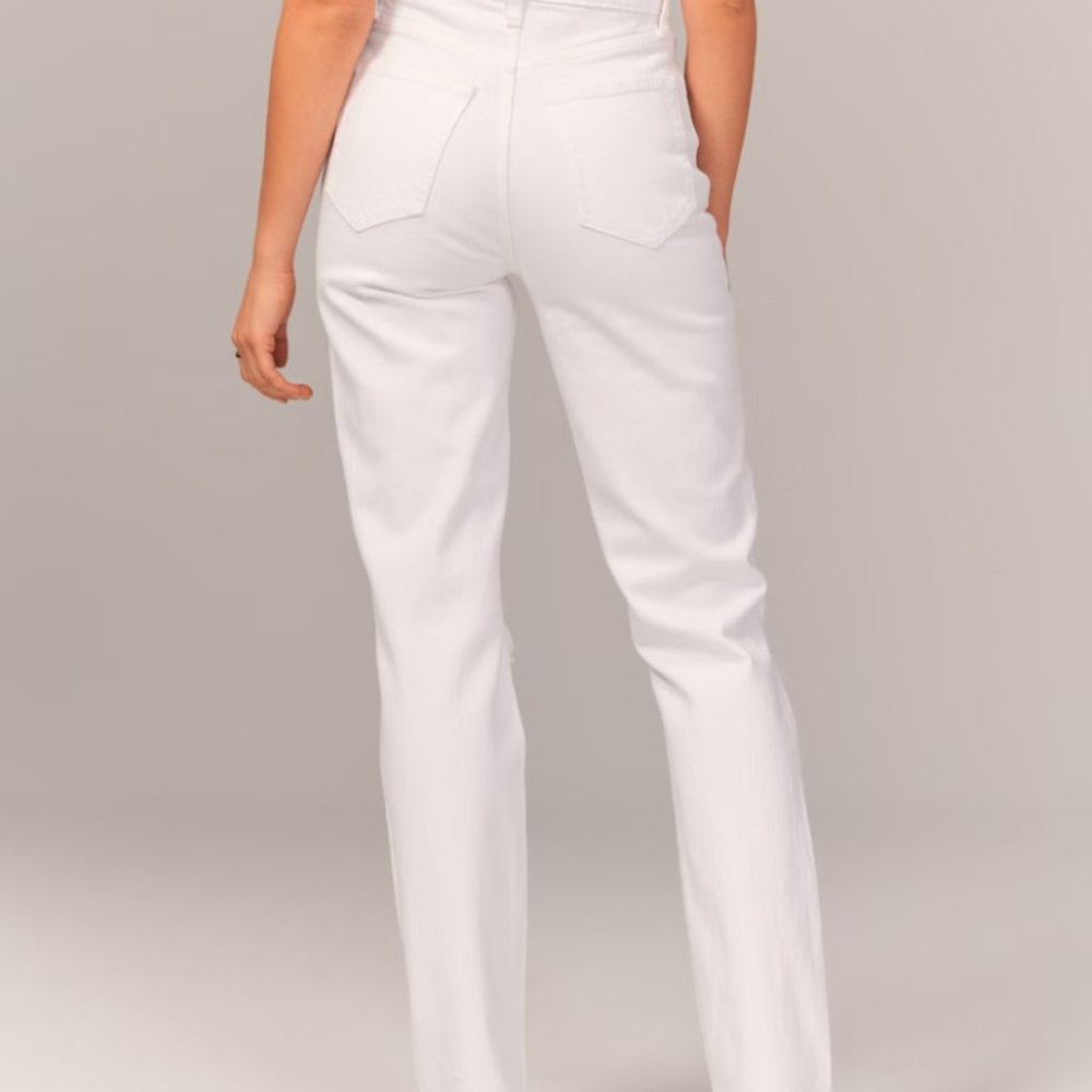 Abercrombie & Fitch Cream Straight Leg Jeans - Picture 7 of 12